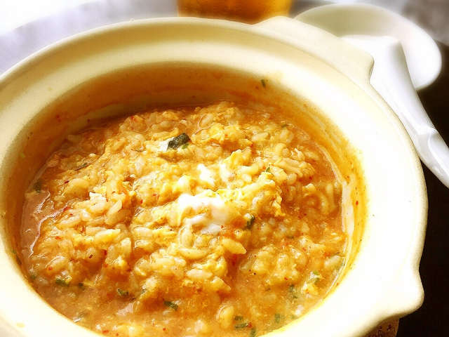 基本のレシピ♡とろとろ卵のキムチ雑炊